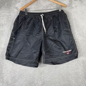 Polo Sport Swim Trunks Mens XL Black Contrast Stitch Cargo Pocket Vintage Y2K
